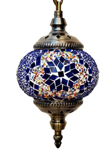 Turkse Marokkaanse Mozaïek Hanglamp – Handgemaakte Glazen Bol & Mediterrane Stijl