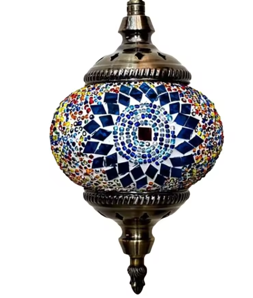 Turkse Marokkaanse Mozaïek Hanglamp – Handgemaakte Glazen Bol & Mediterrane Stijl