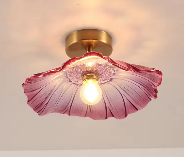 Vintage Glazen Bloem Hanglamp – Sfeervolle Retro Plafondlamp