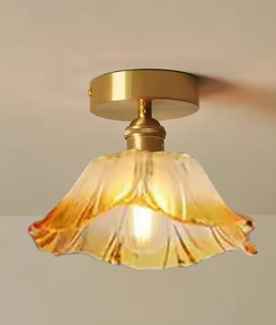 Vintage Glazen Bloem Hanglamp – Sfeervolle Retro Plafondlamp