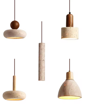 Travertijn Steen Hanglamp – Moderne LED Plafondlamp, Dimbaar & Sfeervol