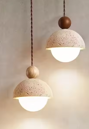 Travertijn Steen Hanglamp – Moderne LED Plafondlamp, Dimbaar & Sfeervol