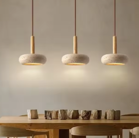 Travertijn Hanglamp – Creatieve Natuurlijke LED Binnenlamp