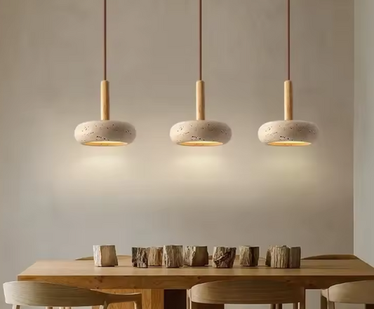 Travertijn Hanglamp – Creatieve Natuurlijke LED Binnenlamp