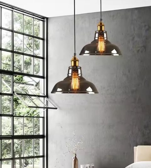 Vintage Glazen Hanglamp – Loft Design Plafondlamp voor Woonkamer & Eetkamer