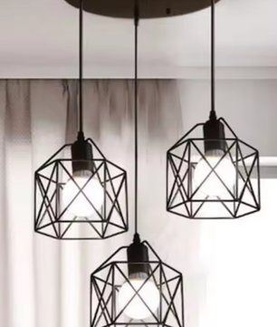 Vintage 3-Lichts Hanglamp – Industriële Plafondlamp met Metalen Kap