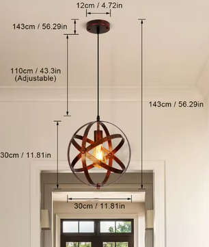 Retro Metalen Hanglamp – Vintage Plafondlamp met Kooi Ontwerp, E27 Fitting
