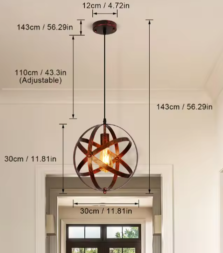 Retro Metalen Hanglamp – Vintage Plafondlamp met Kooi Ontwerp, E27 Fitting