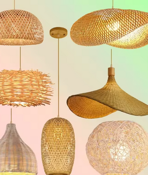Rotan Bamboe Hanglamp – Handgeweven Natuurlijke Plafondlamp voor Woonkamer & Slaapkamer