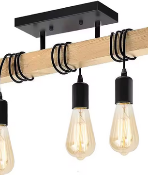 Moderne Houten Kroonluchter – Creatieve Hanglamp met Massief Hout & 3 Verstelbare Kabels