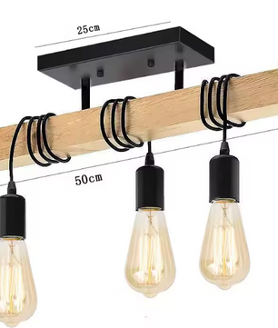 Moderne Houten Kroonluchter – Creatieve Hanglamp met Massief Hout & 3 Verstelbare Kabels