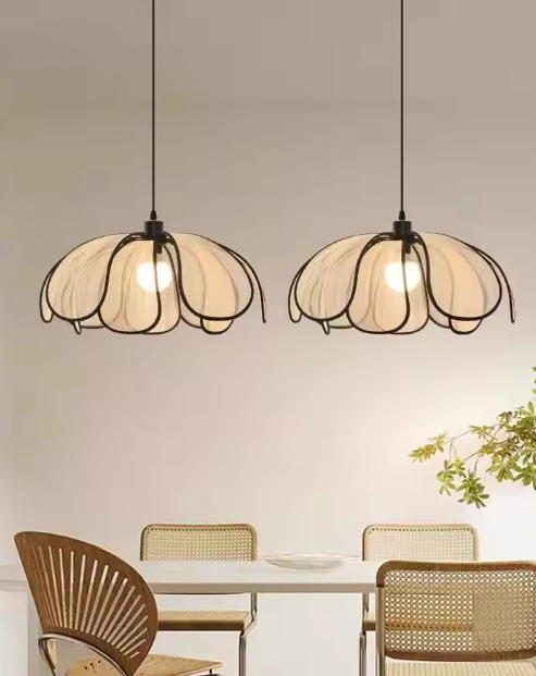 Vintage Lotus Hanglamp – Handgeweven Kroonluchter voor Eetkamer & Woonkamer