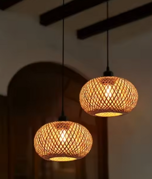 Bamboe Hanglamp – Handgemaakte Rotan Plafondlamp Bohemian