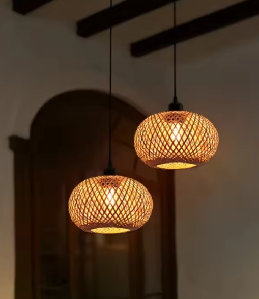 Bamboe Hanglamp – Handgemaakte Rotan Plafondlamp voor Eetkamer & Woonkamer