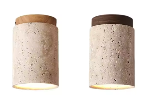 Travertijn Plafondlamp – Moderne Stenen Inbouwlamp voor Hal & Slaapkamer