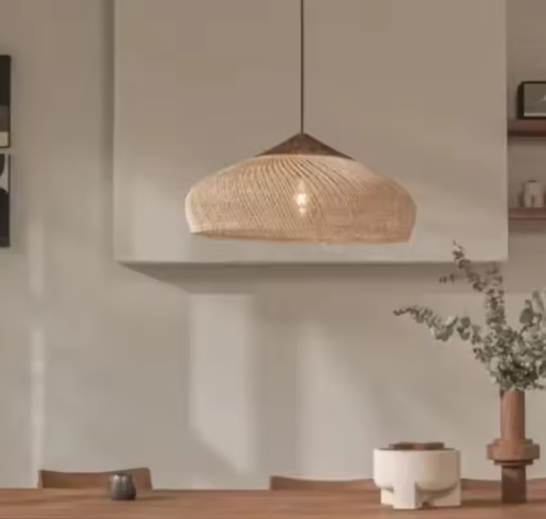 Boheemse Rotan Hanglamp – Handgeweven Rieten Kroonluchter met E27 Fitting, Scandinavisch Design
