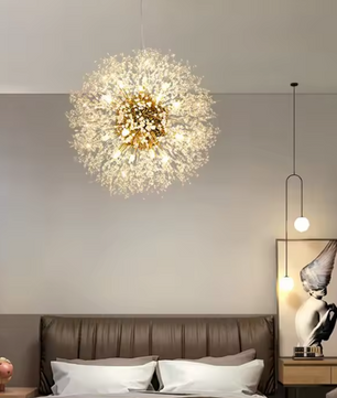 Moderne Paardenbloem LED Hanglamp – Acryl Sterrenhemel Design & Vuurbal Effect