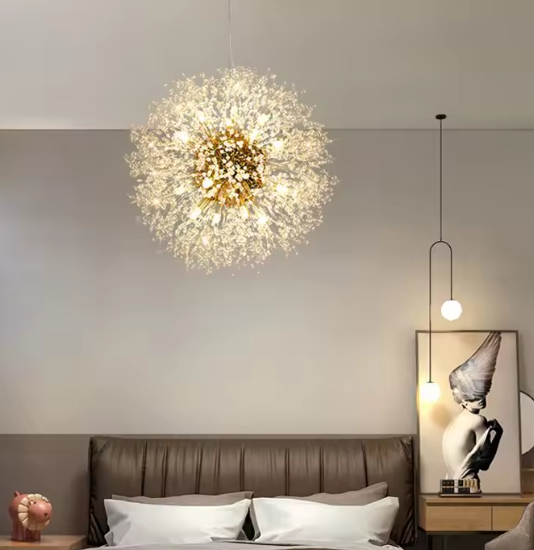 Moderne Paardenbloem LED Hanglamp – Acryl Sterrenhemel Design & Vuurbal Effect