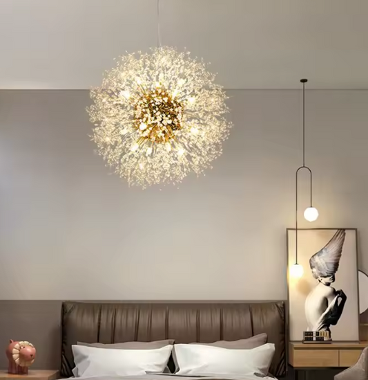 Moderne Paardenbloem LED Hanglamp – Acryl Sterrenhemel Design & Vuurbal Effect
