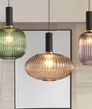 Nordic Glazen Hanglamp – Cognac, Groen, Wit & Rookgrijs, Modern Design