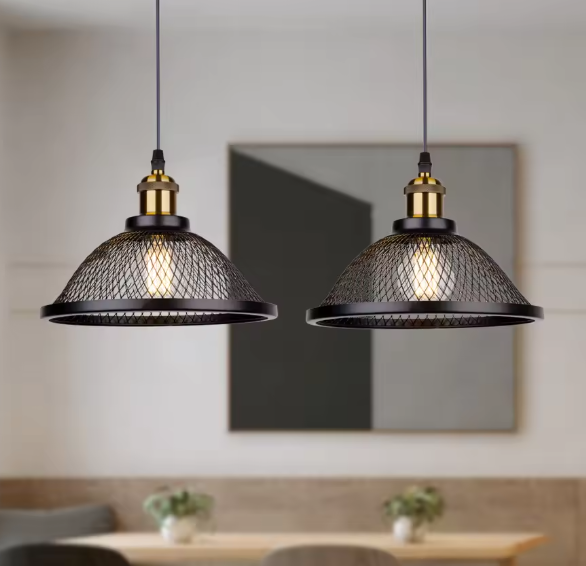 Vintage Retro Zwarte Hanglamp – Industriële Net-Cage Stijl, E27 LED Armatuur