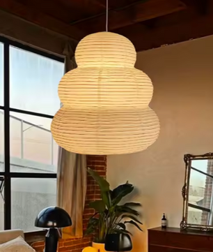 Japanse Rijstpapier Hanglamp – Minimalistisch Wabi-Sabi Design met Dimbare LED