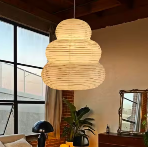 Japanse Rijstpapier Hanglamp – Minimalistisch Wabi-Sabi Design met Dimbare LED