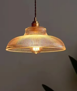 Nordic Houten Glazen Hanglamp – Vintage Design met Messing Accent, Warm en Stijlvol