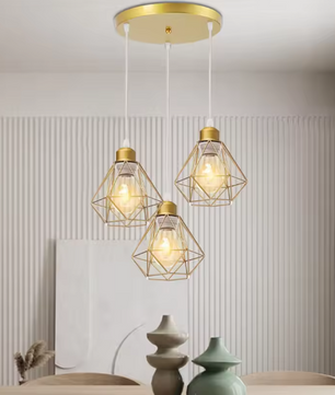 Vintage Industriële Hanglamp – Smeedijzeren Diamant Design, Modern en Stijlvol