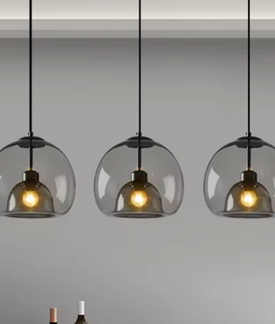 Nordic Glazen Hanglamp – Rokerig Grijs Design voor Keuken & Woonkamer