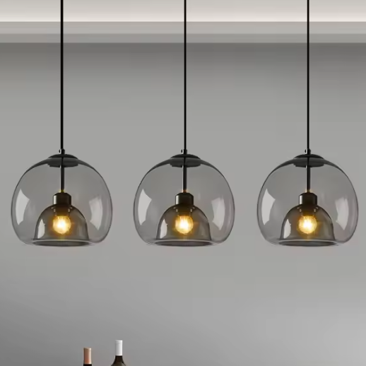Nordic Glazen Hanglamp – Rokerig Grijs Design voor Keuken & Woonkamer