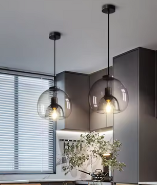 Nordic Glazen Hanglamp – Rokerig Grijs Design voor Keuken & Woonkamer
