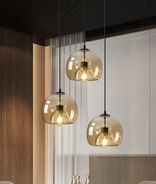 Nordic Glazen Hanglamp – Rokerig Grijs Design voor Keuken & Woonkamer