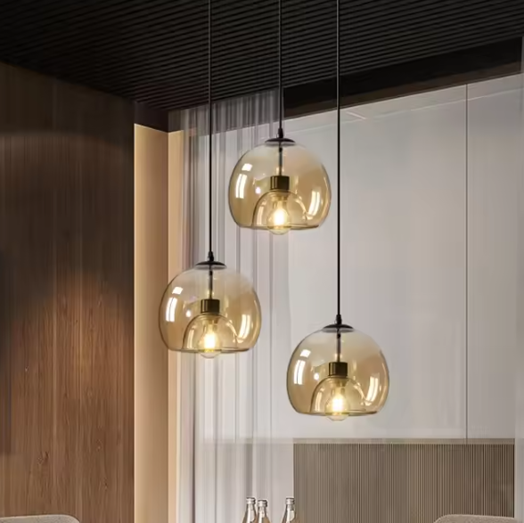 Nordic Glazen Hanglamp – Rokerig Grijs Design voor Keuken & Woonkamer