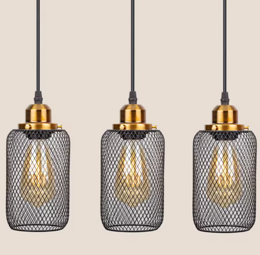 Zwarte Vintage Kooi Hanglamp – Industriële E27 Plafondlamp voor Café, Bar & Woonkamer
