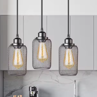 Zwarte Vintage Kooi Hanglamp – Industriële E27 Plafondlamp voor Café, Bar & Woonkamer