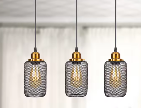 Zwarte Vintage Kooi Hanglamp – Industriële E27 Plafondlamp voor Café, Bar & Woonkamer
