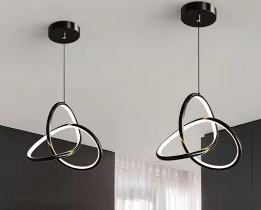 Glanzende LED Hanglamp – Moderne Plafondlamp met 3 Lichtkleuren, Acryl & Metaal