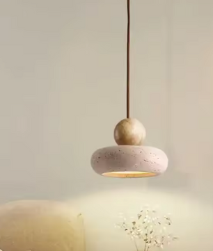 Vintage Hanglamp met Gele Agaatsteen – Unieke Sfeerverlichting voor Slaapkamer & Restaurant