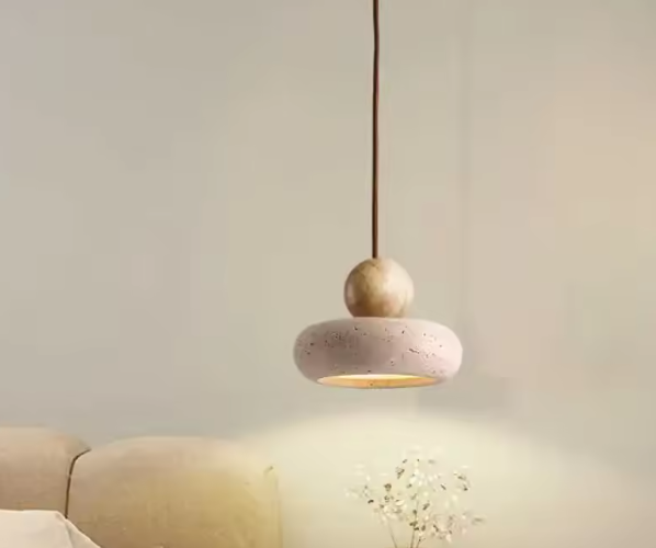 Vintage Hanglamp met Gele Agaatsteen – Unieke Sfeerverlichting voor Slaapkamer & Restaurant