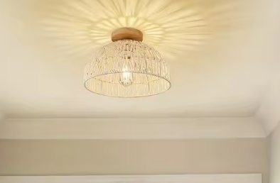 Rotan Geweven Plafondlamp – Handgemaakte Bohemian Hanglamp voor Woonkamer & Slaapkamer