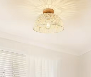 Rotan Geweven Plafondlamp – Handgemaakte Bohemian Hanglamp voor Woonkamer & Slaapkamer