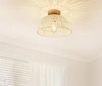 Rotan Geweven Plafondlamp – Handgemaakte Bohemian Hanglamp voor Woonkamer & Slaapkamer