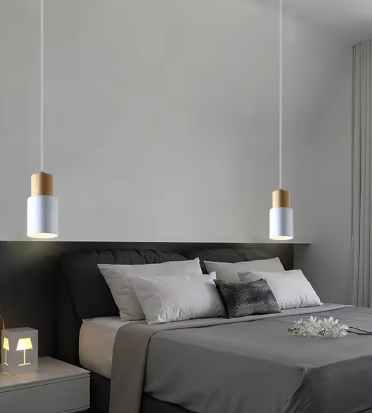Nordic Moderne LED Hanglamp – Aluminium & Hout Plafondlamp voor Keuken, Bar & Woonkamer
