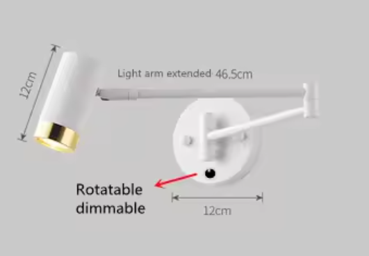 Dimbare LED Wandlamp – Moderne Opklapbare Leeslamp met Telescopische Arm