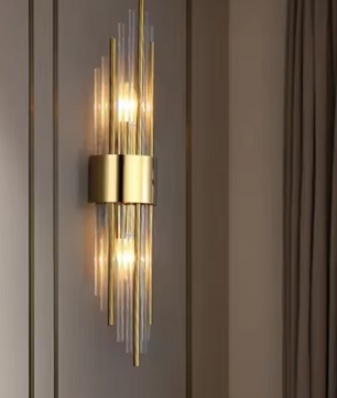 Luxe Gouden LED Wandlamp – RVS & Kristal Binnenverlichting, Modern & Elegant