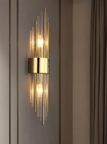 Luxe Gouden LED Wandlamp – RVS & Kristal Binnenverlichting, Modern & Elegant