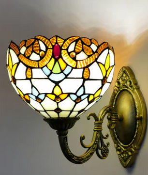 Tiffany Stijl Wandlamp – Glas-in-Lood Schaduw, Vintage & Klassiek