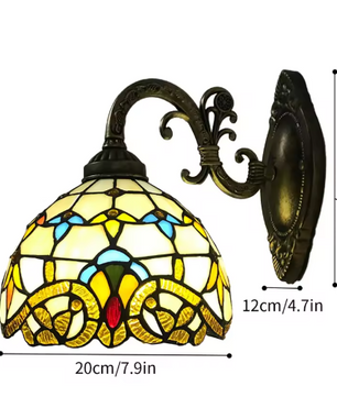Tiffany Stijl Wandlamp – Glas-in-Lood Schaduw, Vintage & Klassiek