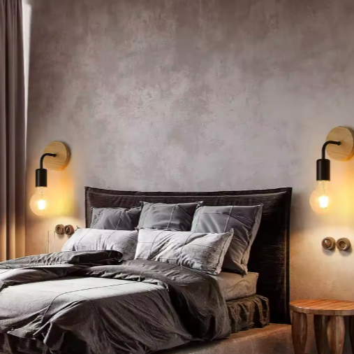 Industriële Wandlampen 2-Pack – Retro Hout & Metaal, E27 Fitting